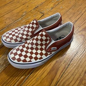Vans Picante Red Checkerboard Slip Ons